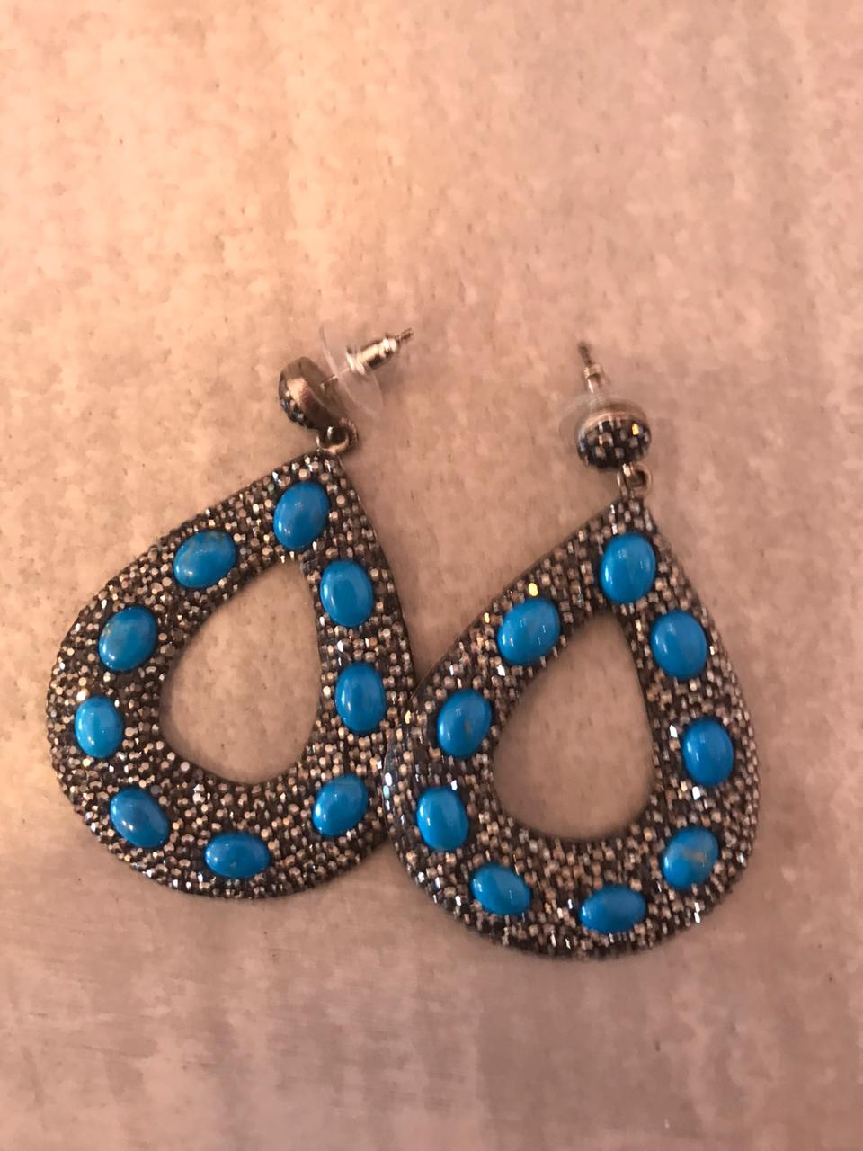 Aretes Redondos Piedra Azul
