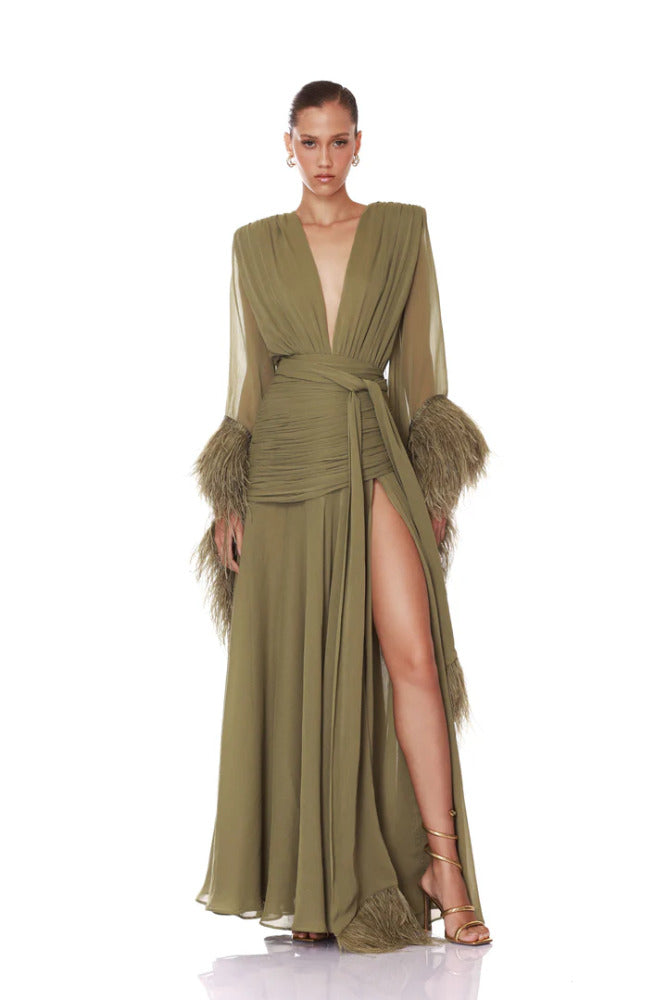 Geisha Maxi Dress Sage – BALBINA