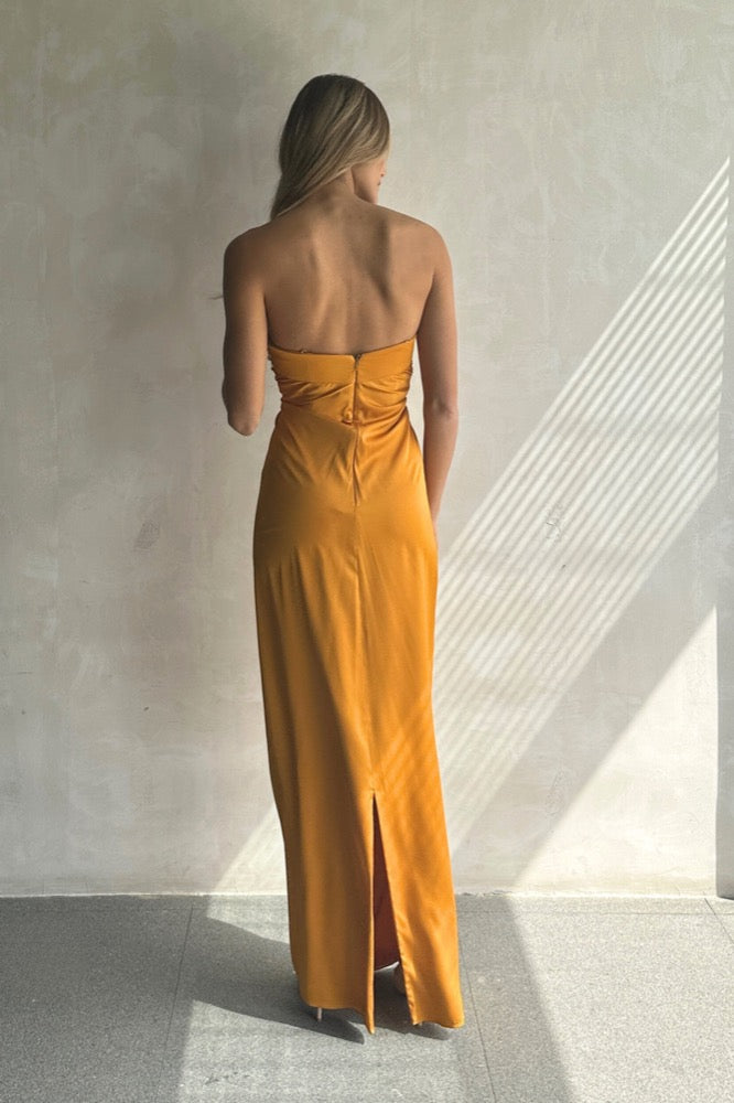 Hand-Beaded Strapless Gown