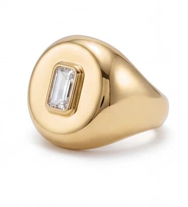 Gold Diamond Signet Ring