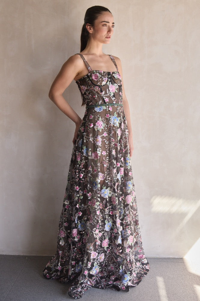 Midnight  Floral Multi Gown