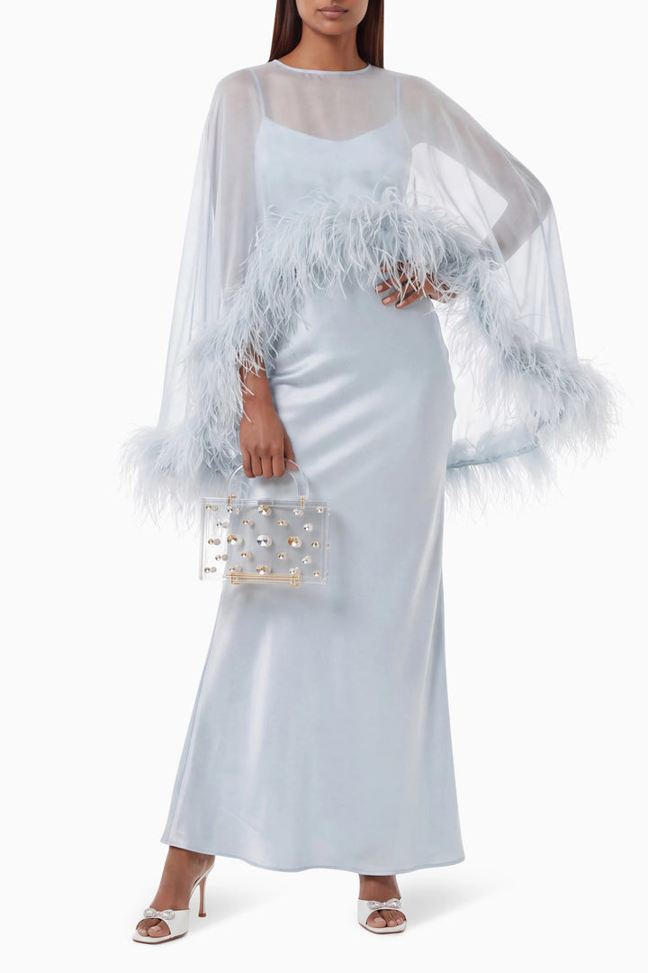 Silk Maxi Dress and Chiffon Cape