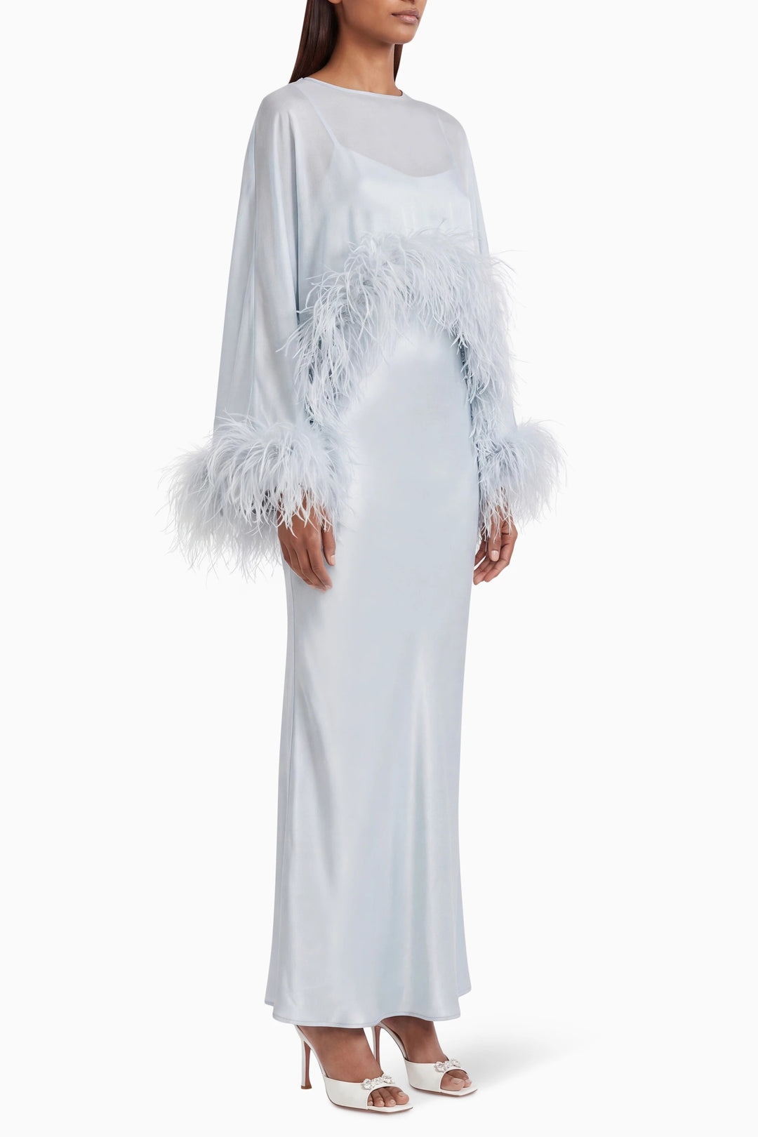Silk Maxi Dress and Chiffon Cape