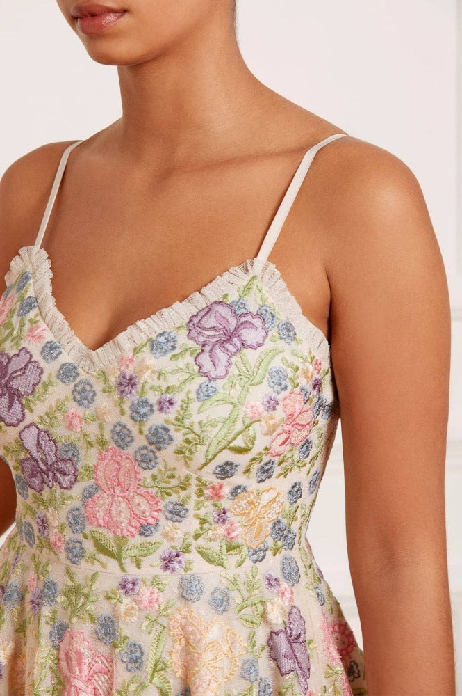 Iris Embroided Cami Ankle Gown