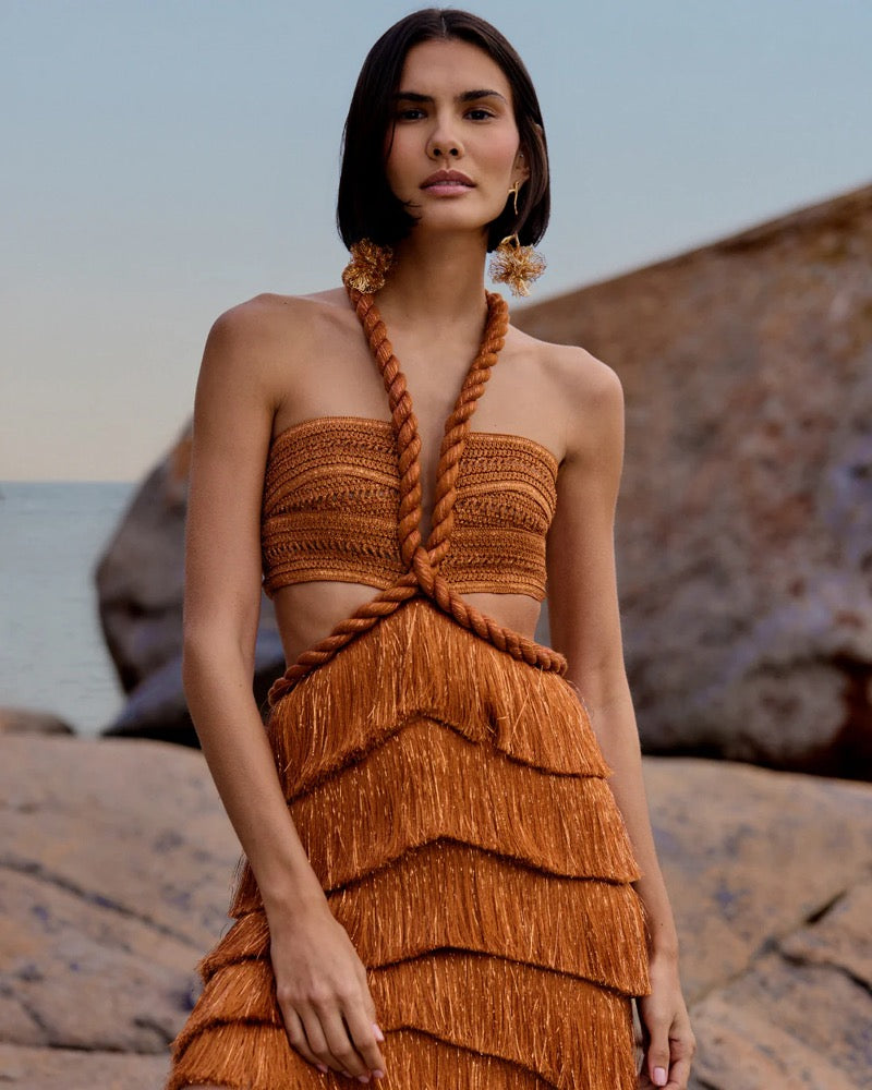 Pampas Fringe Cut Mini Dress BALBINA Pampas Fringe Cut Mini Dress BALBINA