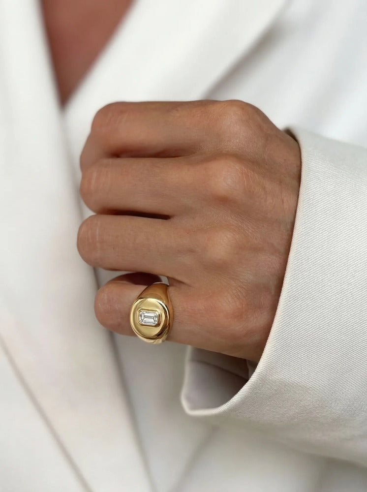 Gold Diamond Signet Ring