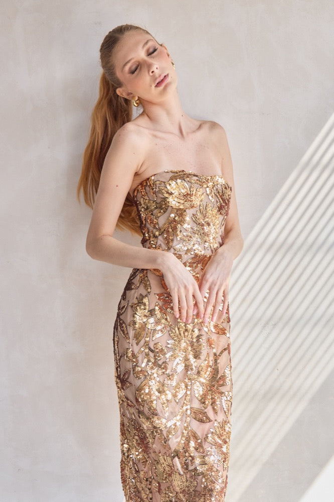 Dahlia Gold Multi Gown