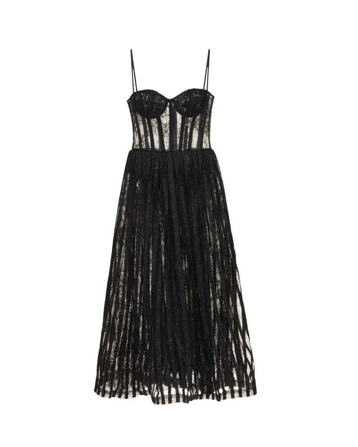 Lurex Tulle Bustier Midi Dress