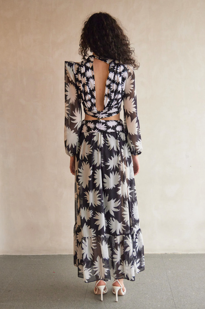 Dahlia Plunge Cut-Out Maxi Dress