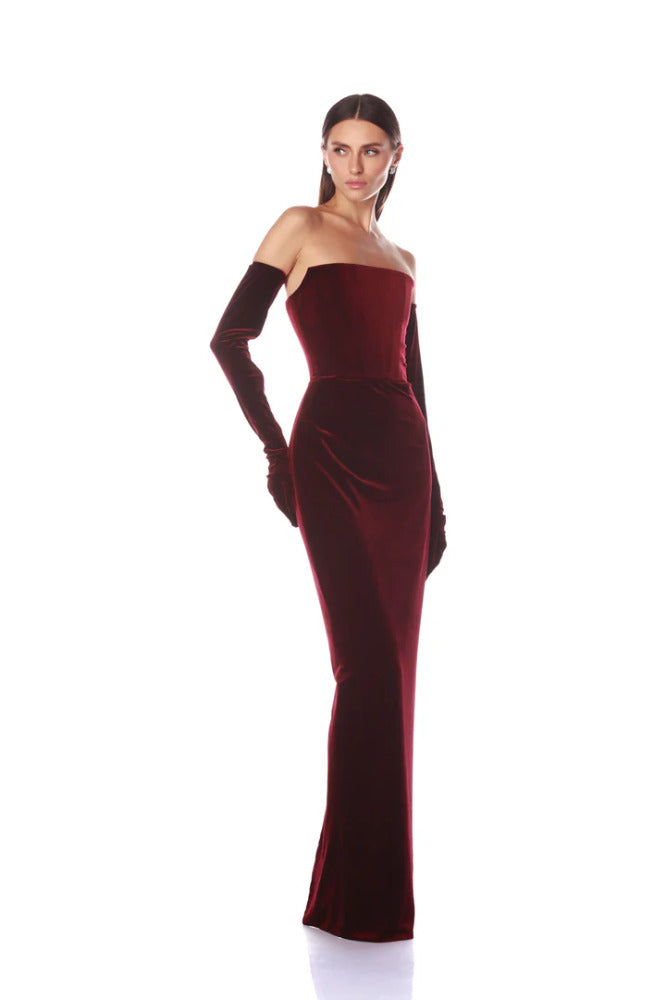 Florentina Strapless Velvet Gown