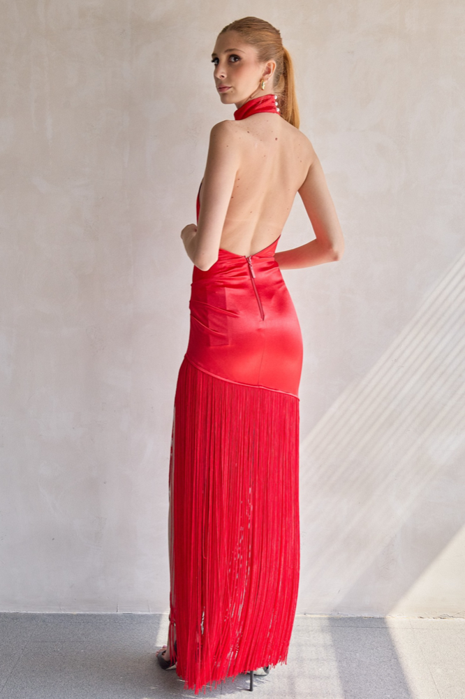 Bali Halterneck Red Gown