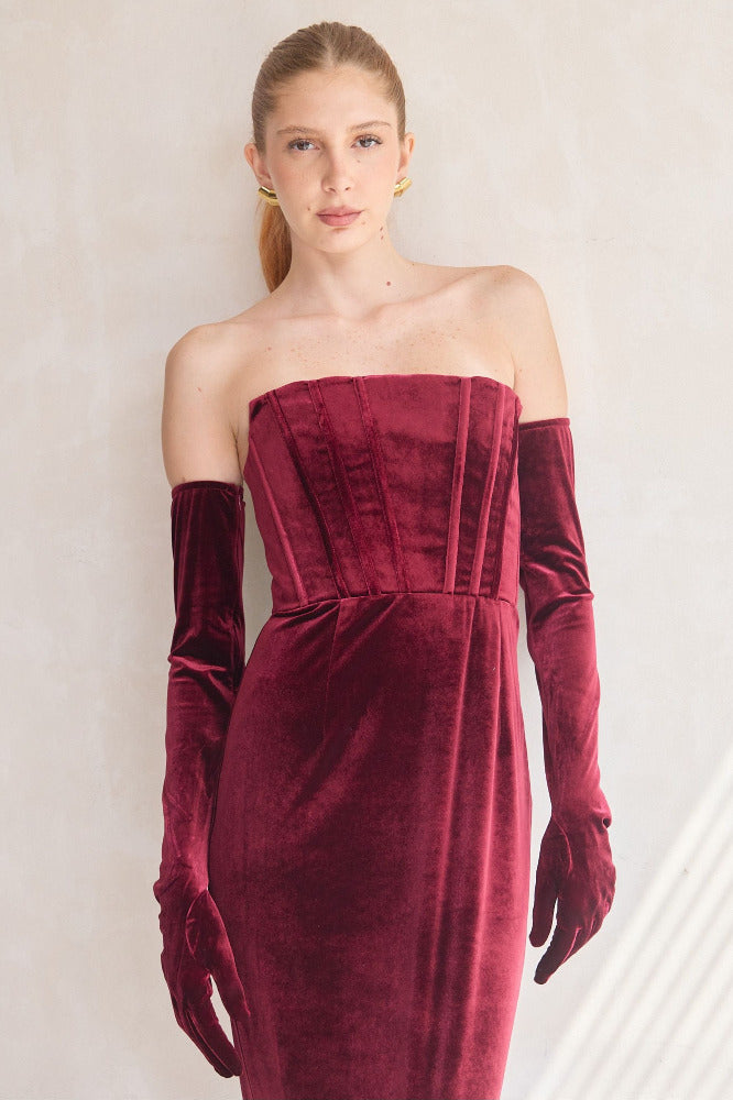 Florentina Strapless Velvet Gown