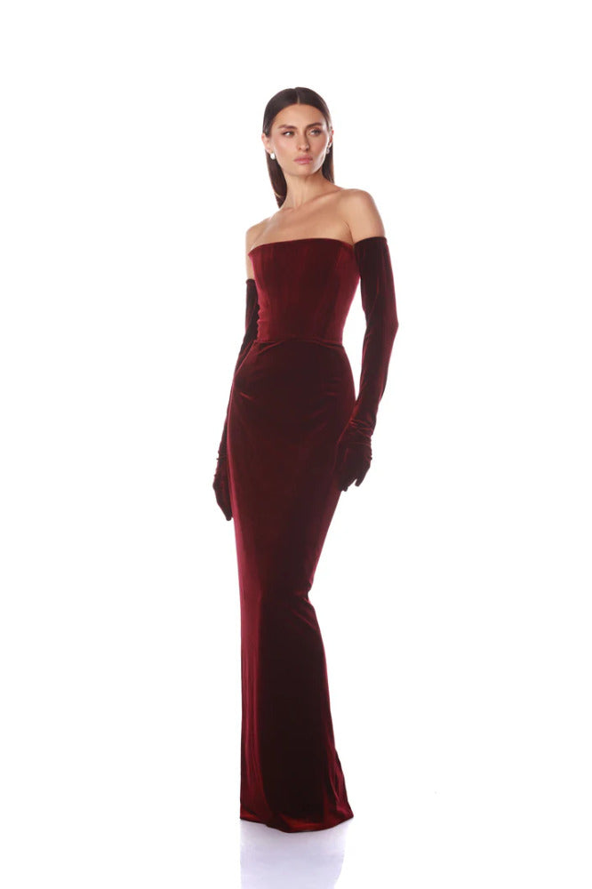 Florentina Strapless Velvet Gown