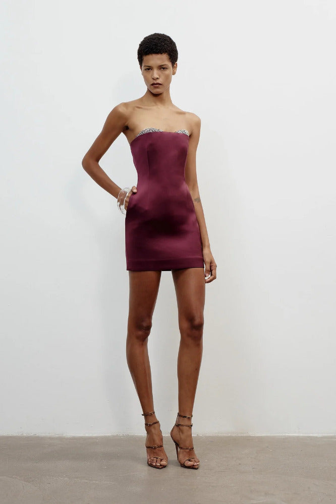 Noêlie Strapless Mini in Blood Moon
