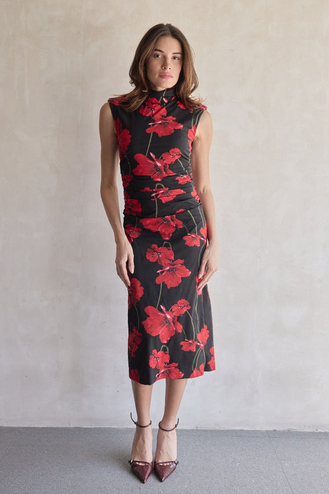 REBECCA VALLANCE★ポピー柄タイトドレスPoppy Fields Midi Poppy Fields Maxi Dress – Rebecca Vallance