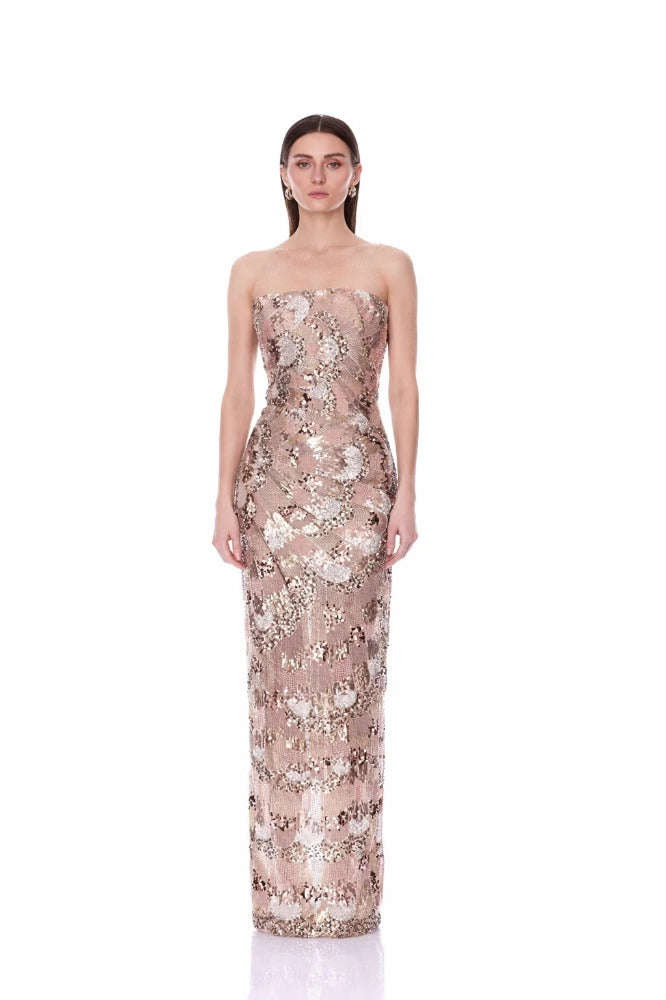 Strapless Embellished Maxi Dress