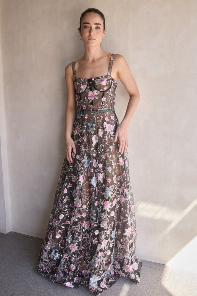 Midnight  Floral Multi Gown