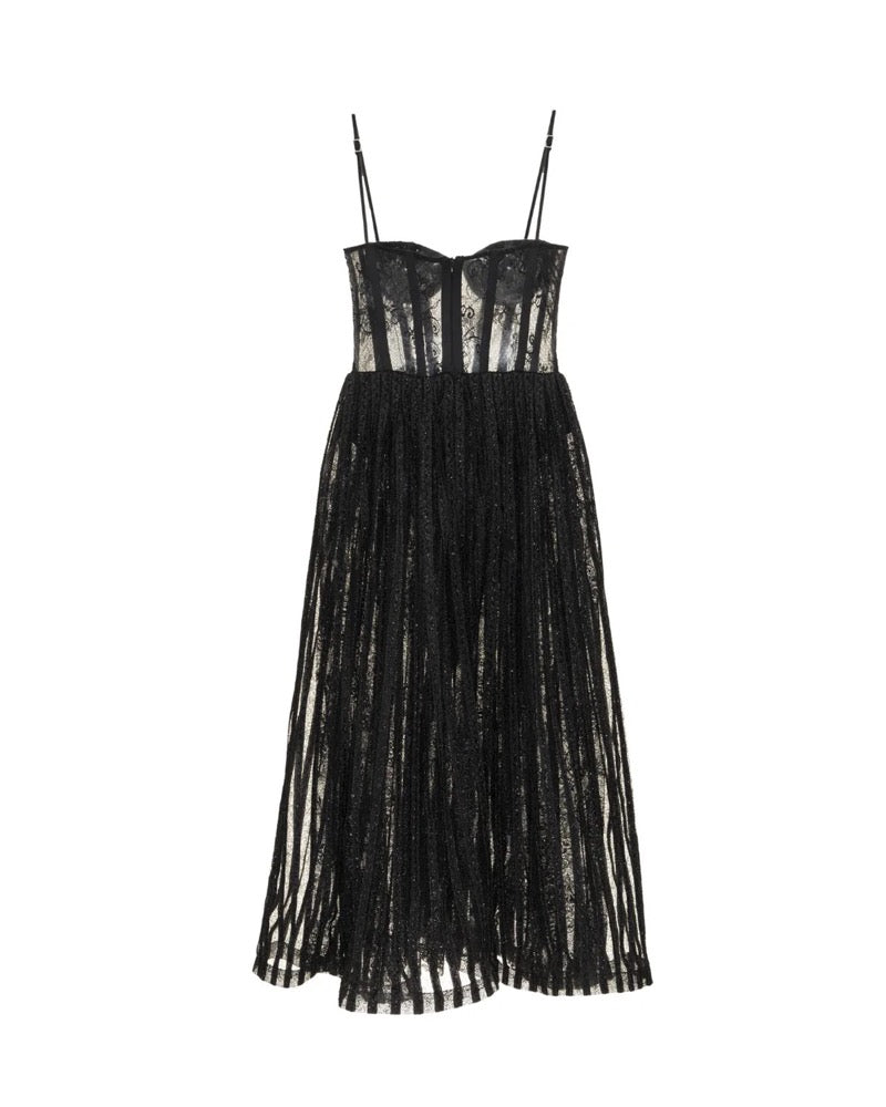 Lurex Tulle Bustier Midi Dress