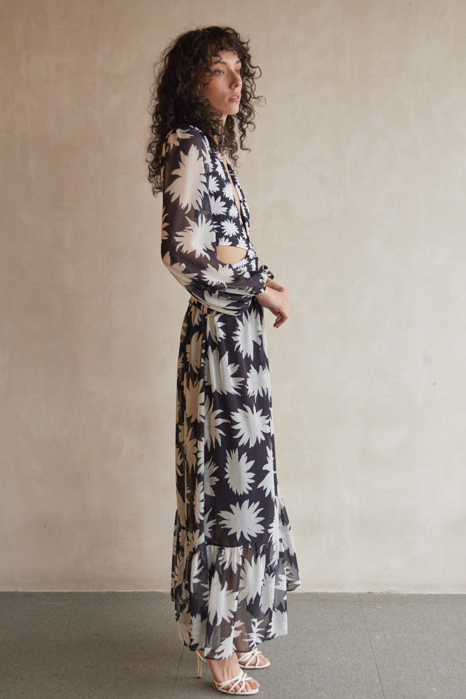 Dahlia Plunge Cut-Out Maxi Dress