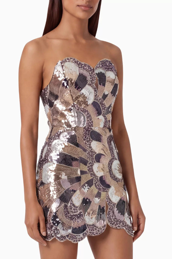 Strapless Embellished Mini Dress