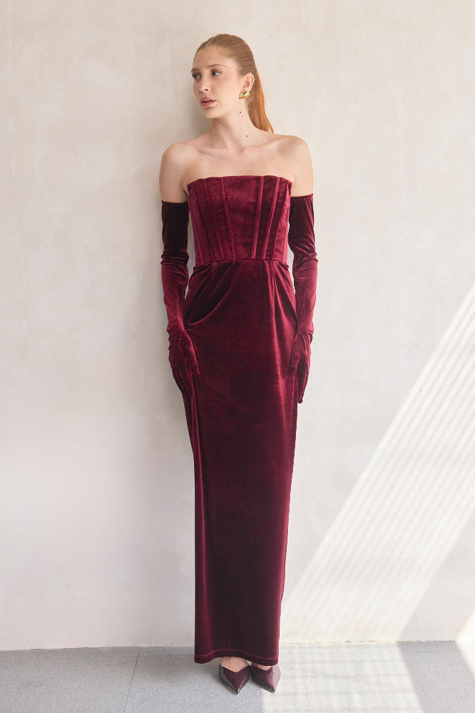Florentina Strapless Velvet Gown