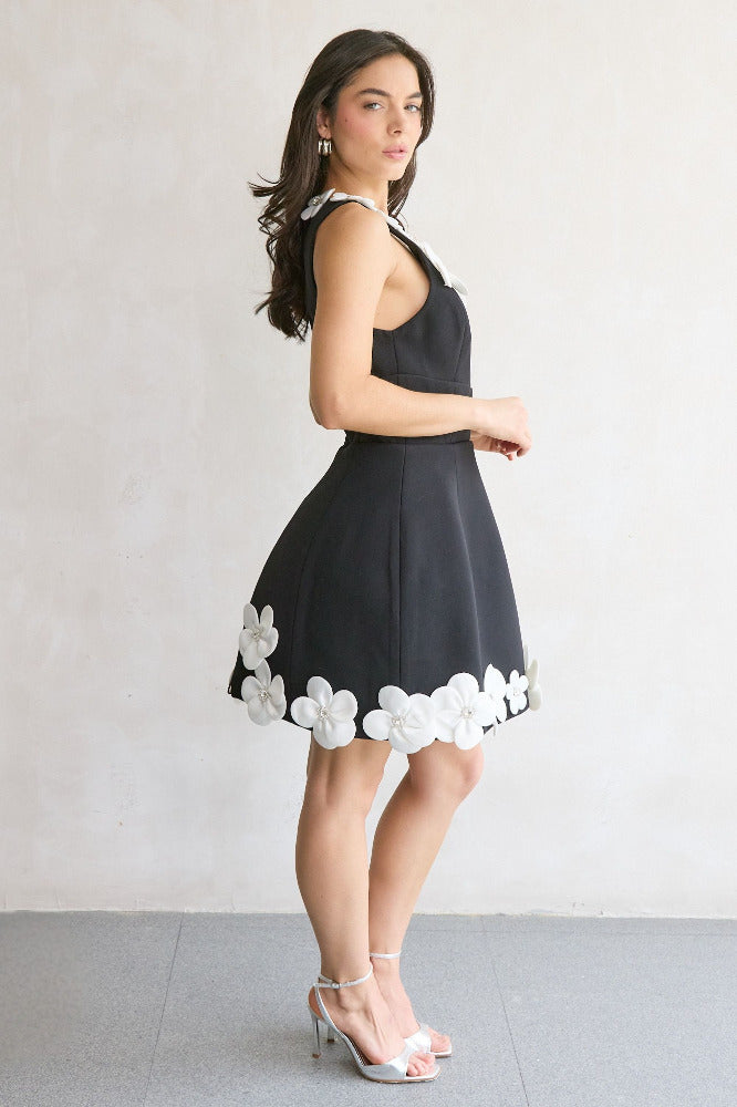Estelle Black and White Mini Dress