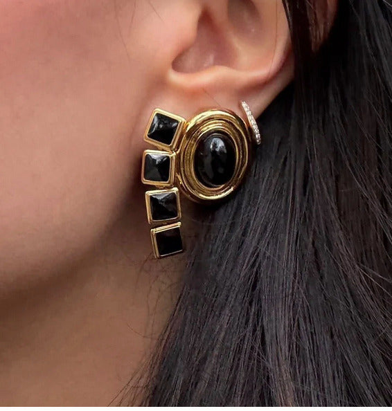 Prize Earrings Black/Gold