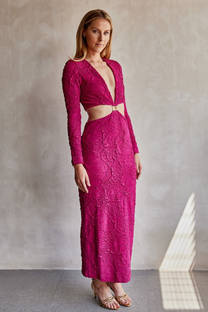 Jacquard Cut-Out Maxi Dress