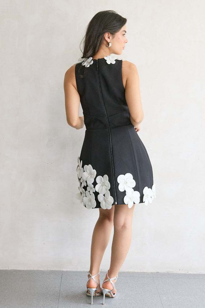 Estelle Black and White Mini Dress