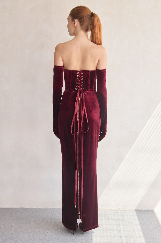 Florentina Strapless Velvet Gown