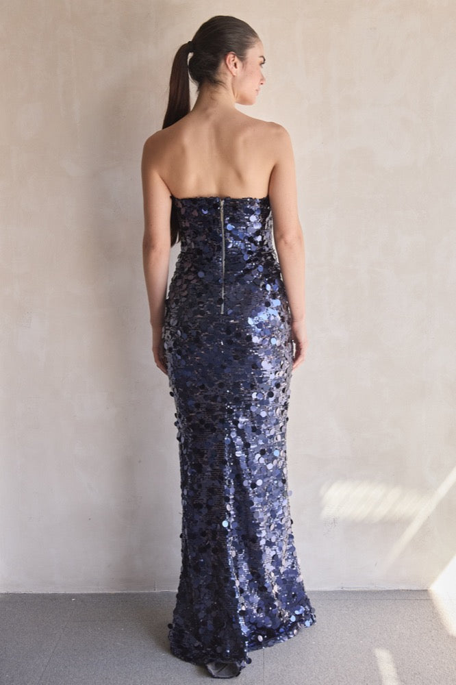 Farah Navy Strapless Gown