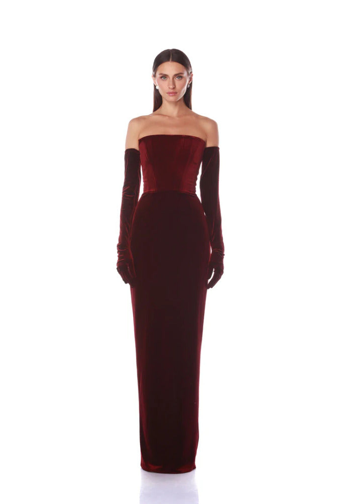 Florentina Strapless Velvet Gown