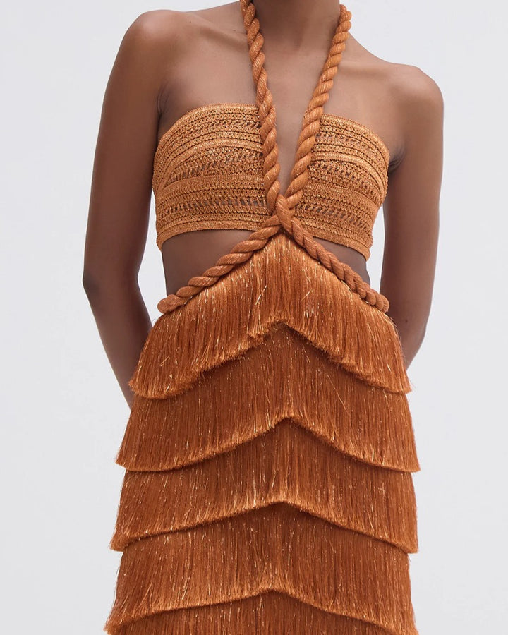 Pampas Fringe Cut Mini Dress