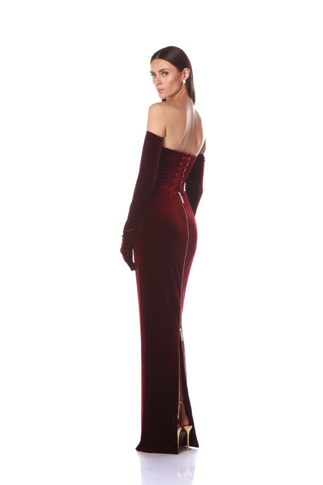Florentina Strapless Velvet Gown