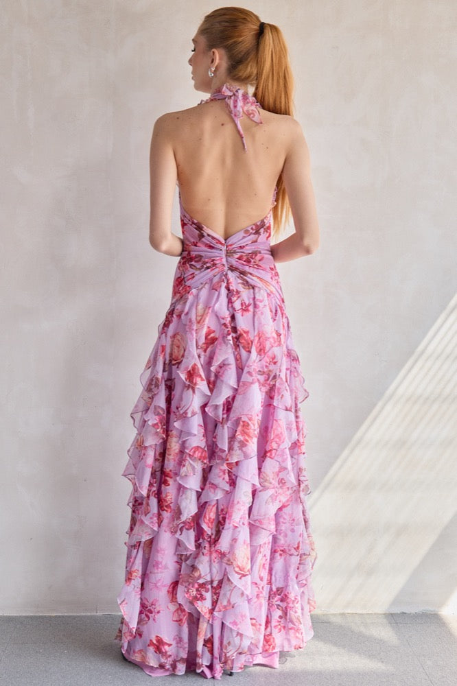 Floral Haze Stetch Tulle Maxi