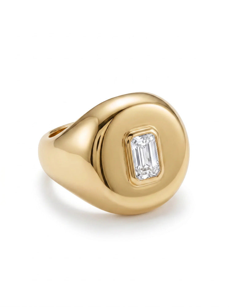 Gold Diamond Signet Ring