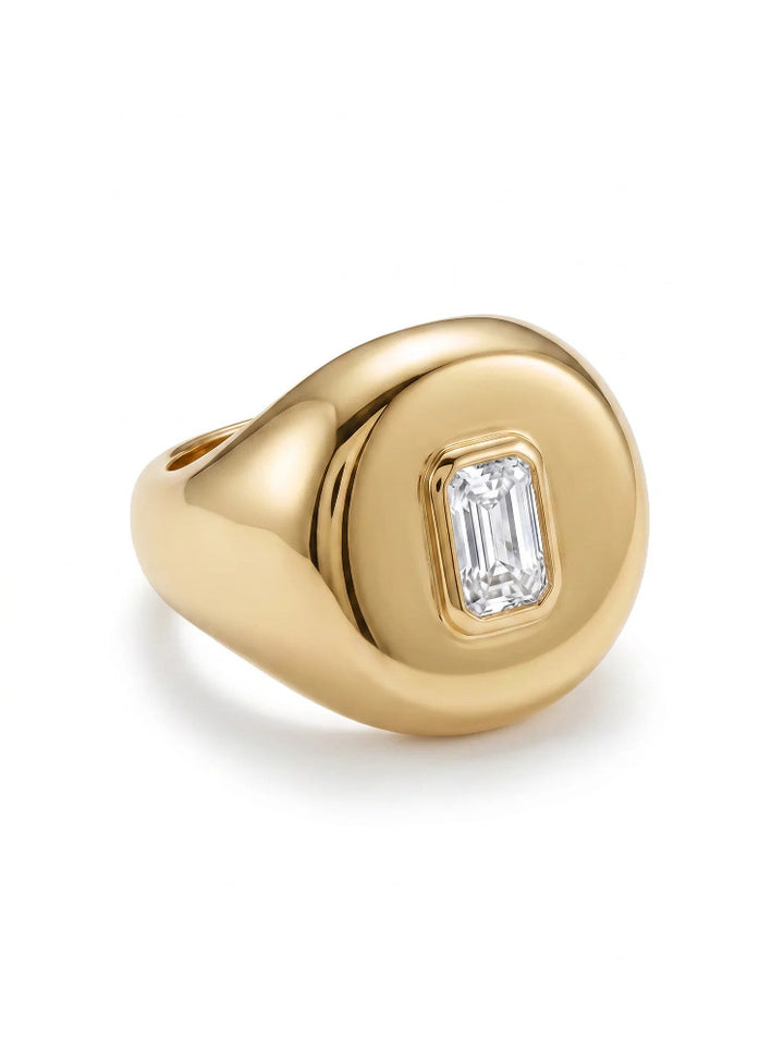 Gold Diamond Signet Ring