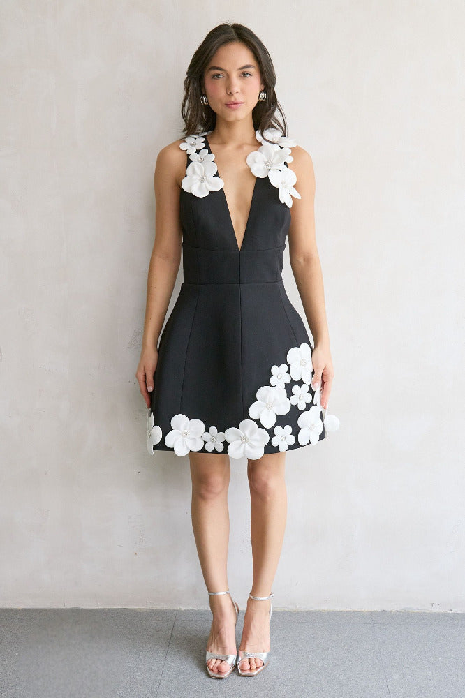 Estelle Black and White Mini Dress