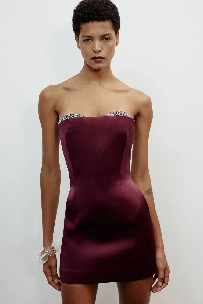 Noêlie Strapless Mini in Blood Moon