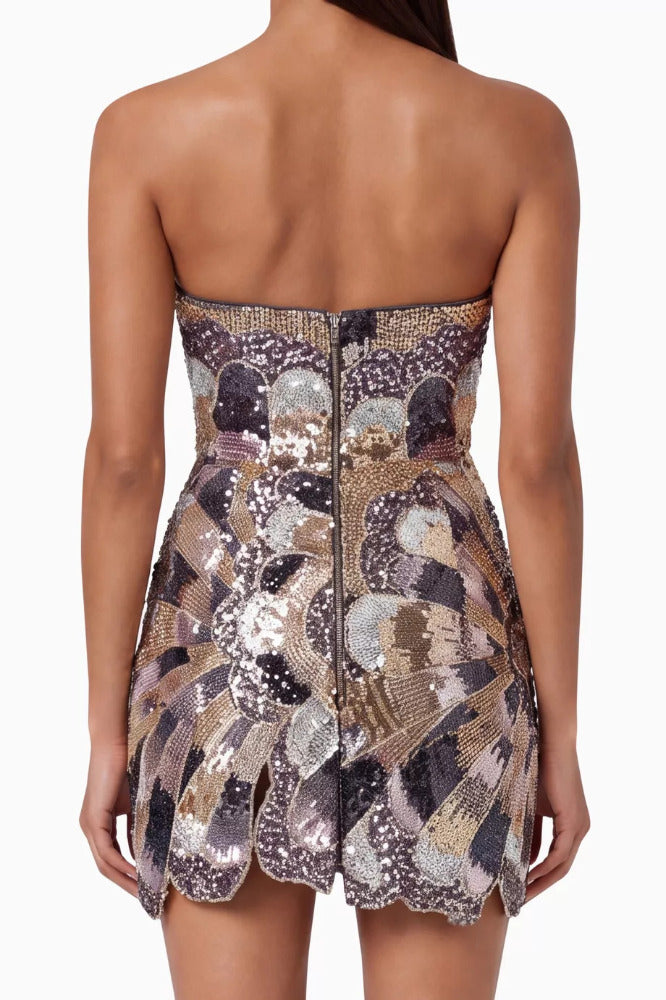 Strapless Embellished Mini Dress