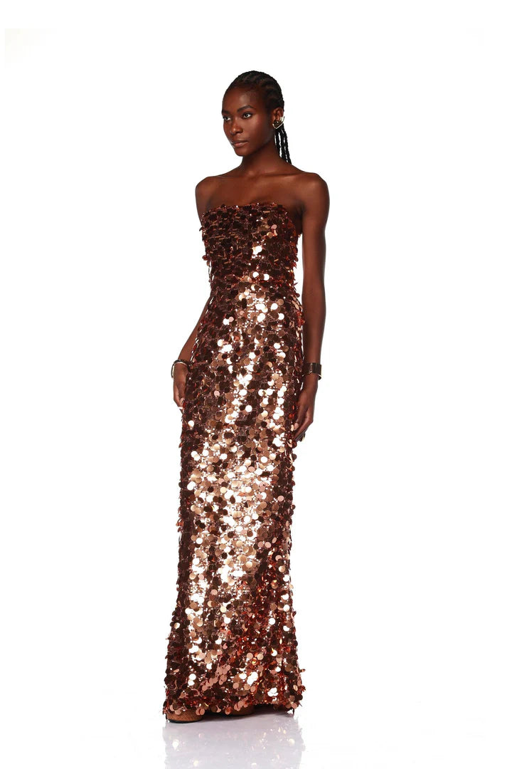 Farah Strapless Gold Gown